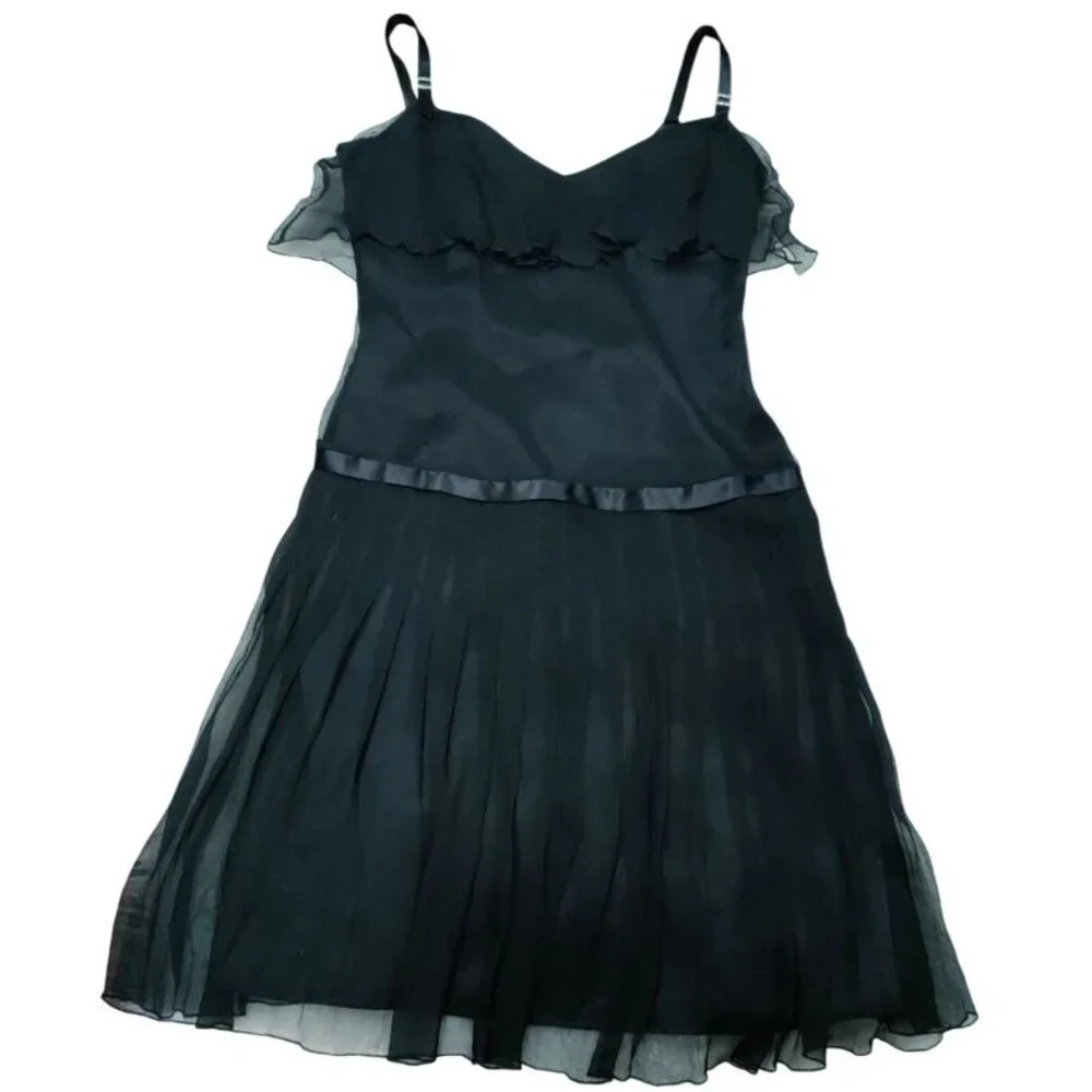 Laundry By Shelli Segal Whimsy Goth Twee Ribbon Waist Silk Dress Women's Size 2 - Picture 2 of 10